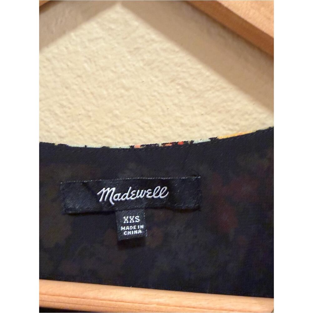 Madewell Floral V-Neck Peplum Top - Black/Multicolor XXS - Picture 6 of 6